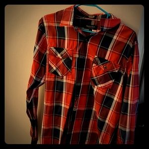 Red white and blue grunge flannel